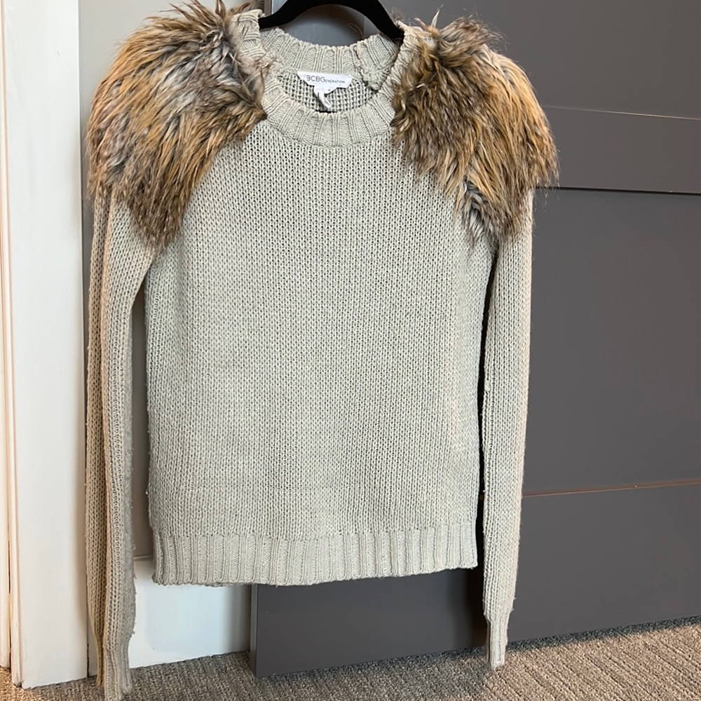 BCBGeneration Faux Fur Shoulder Sweater